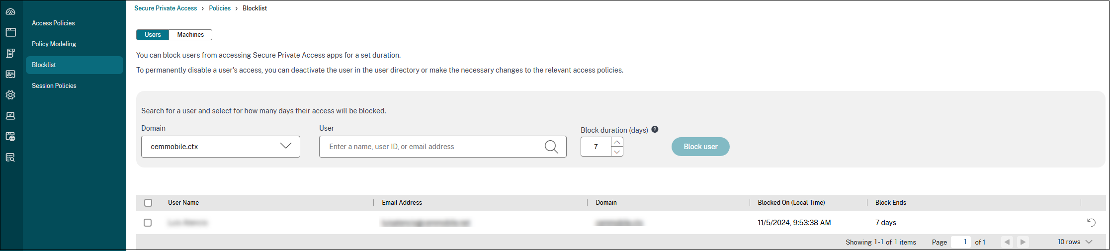 Disable user access