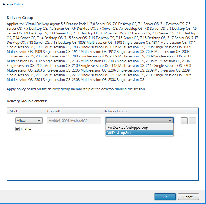 Select delivery groups